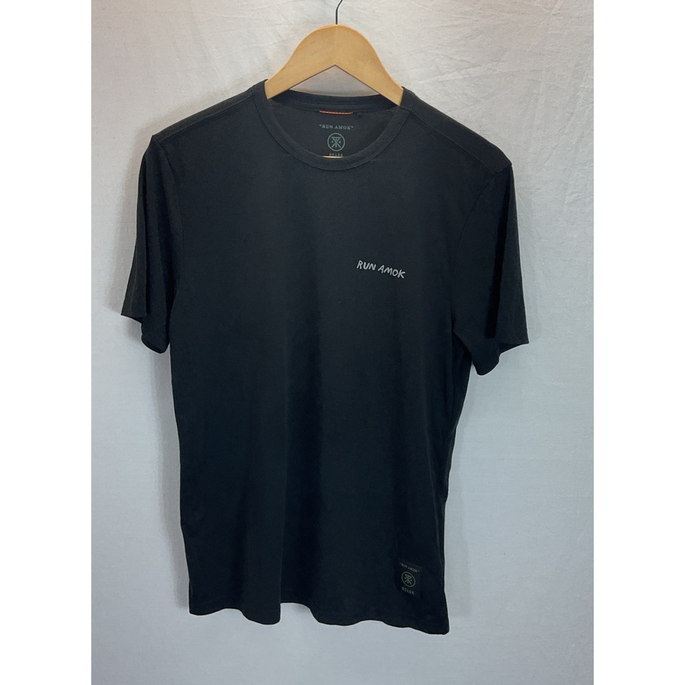 Roark Men's‎ Sz S Black Short Sleeve Tee Shirt Run Amok Gym Performance Logo